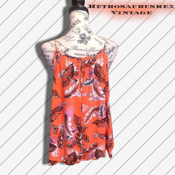 EYESHADOW Hawaiian Orange Hibiscus Oversized Flowy Tank Top, XL - Picture 3 of 6
